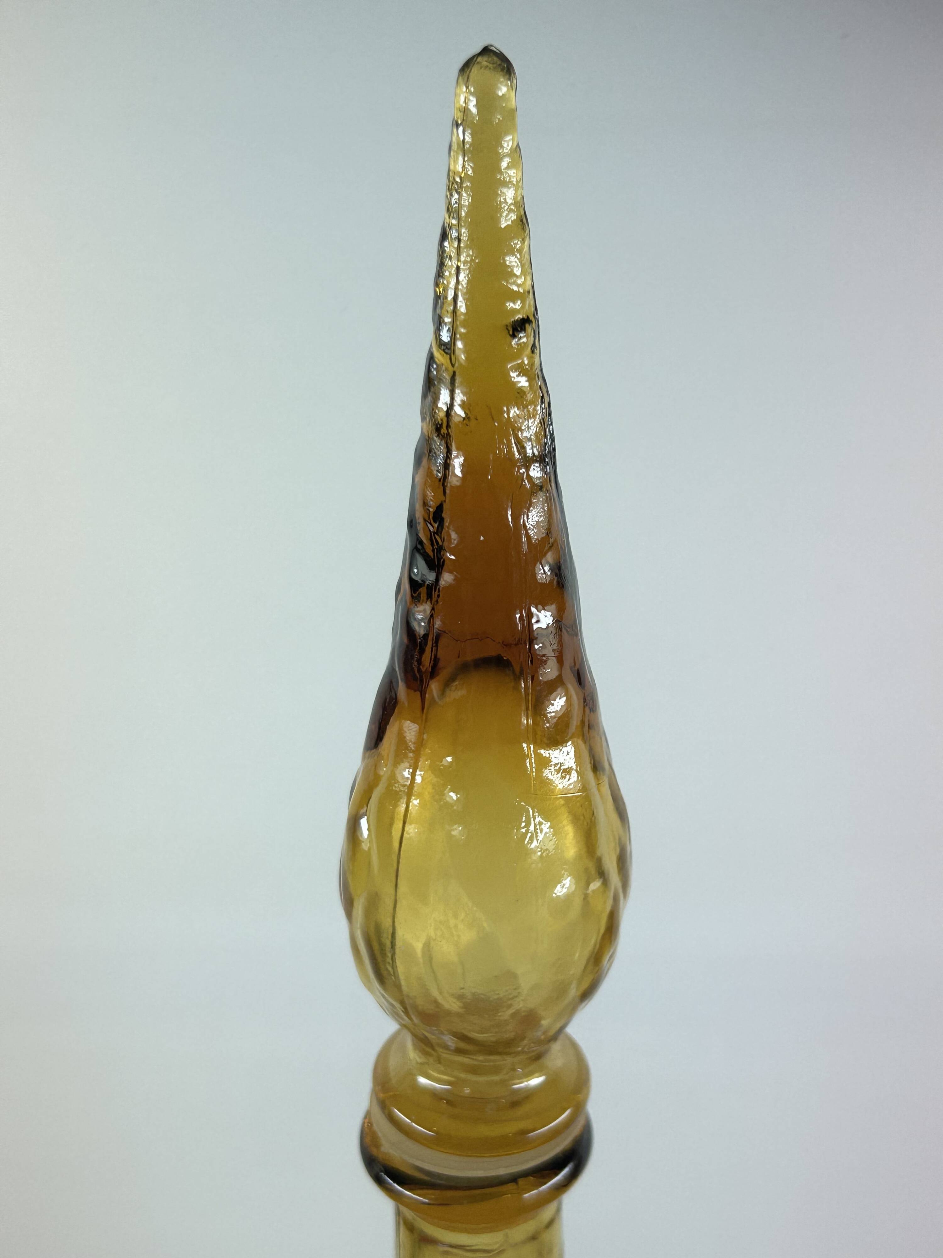 Large cathedral glass bottle circa 1970, probably Italy? 56 cm