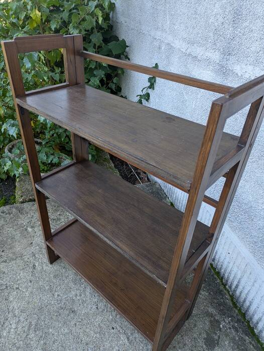 Etagère de bouquiniste, bibliothèque pliante en hêtre vernis