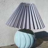 Ceramic pleated ball lamp in sky blue