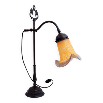 Lampe col de cygne avec tulipe en pâte de verre Vianne