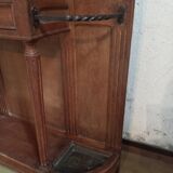Oak and wrought iron coat rack from around 1900.