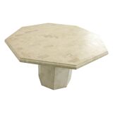 Vintage Octagonal Dining Table Travertine Natural Stone Italy 70s