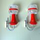 Pair Red Mid Century Modern wall lamps