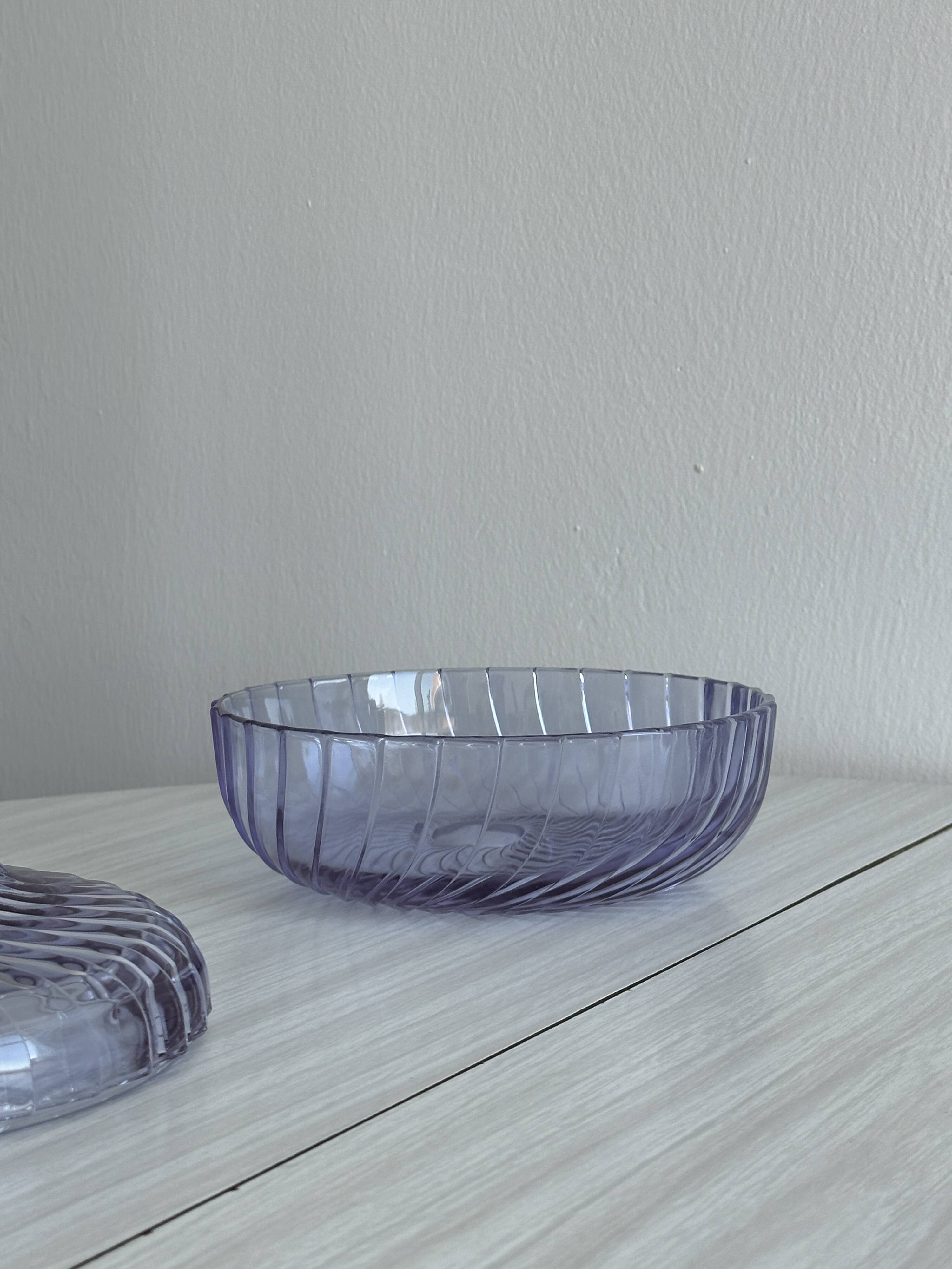 purple crystal glass salad bowl