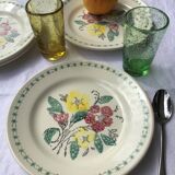 6 assiettes dessert faïence crème fleurs
