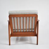 Scandinavian restored armchair Baczyk, 1960s,light grey fabric