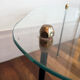 Table basse tripode verre et métal, années 50