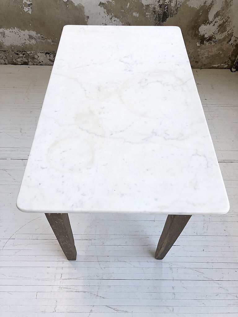 Oak and marble farm table