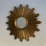 Vintage 1970s gold plastic sun mirror - 44 cm