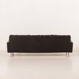 Herman Miller attr. to black leather mid century sofa