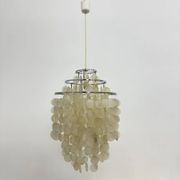 Mid-century mother of pearl Capiz shell Verner Panton style hanging lamp, 1970s