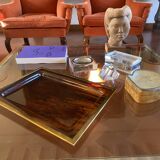 Hollywood regency brass and tortoiseshell lucite tray, Italy 1970s