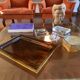Hollywood regency brass and tortoiseshell lucite tray, Italy 1970s