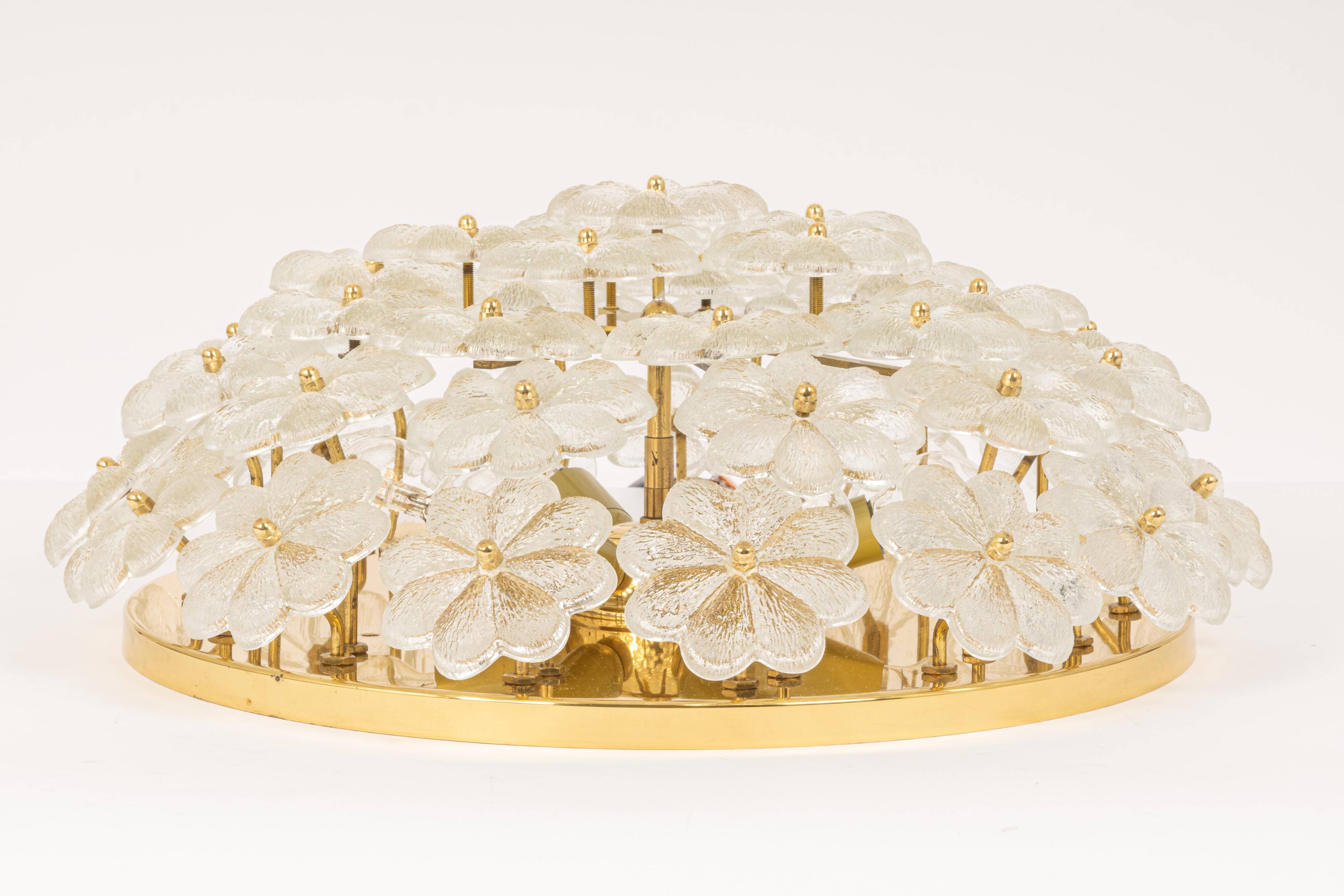 plafonnier fleur en verre Murano par Ernst Palme, Allemagne, années 1970