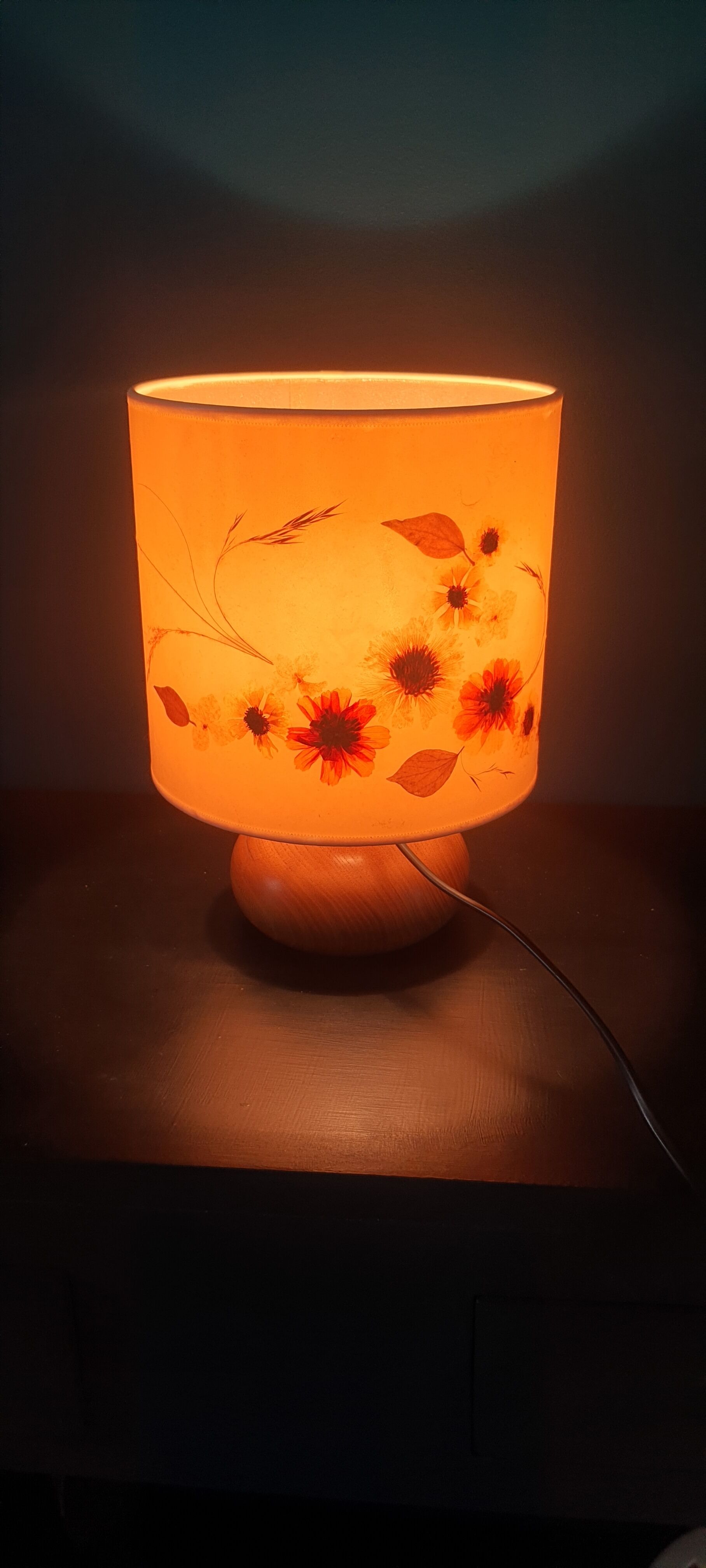 Table lamp bedside wood and vintage nature signed 1970