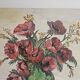 Oil on Canvas Knife Painting Still Life Flowers Poppies Signed M