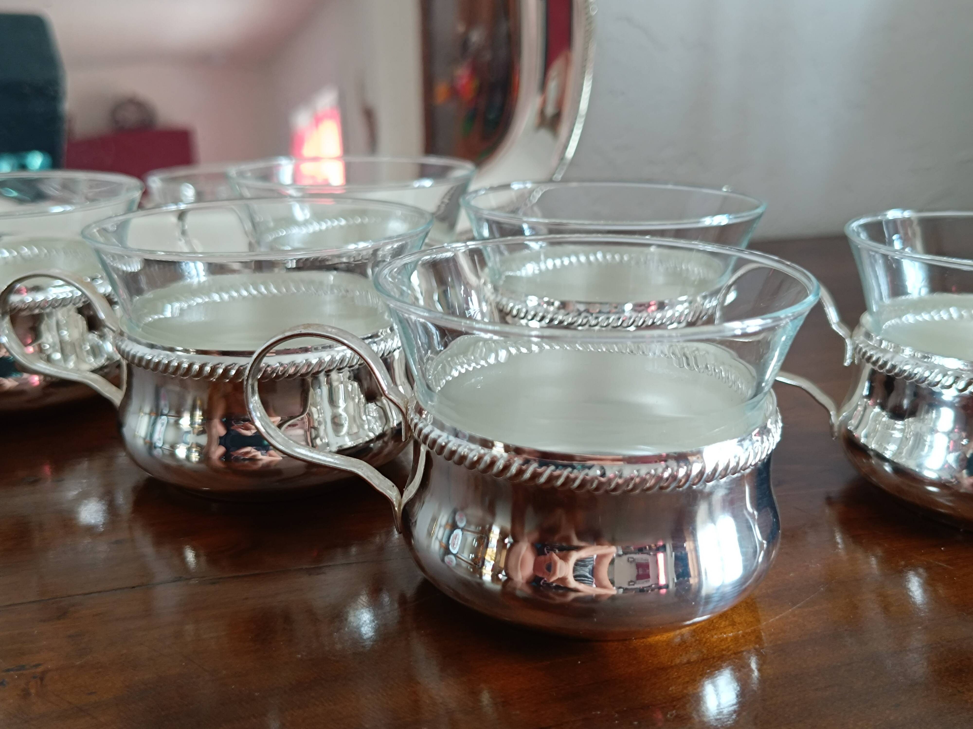 6-cup tea set and silver tray