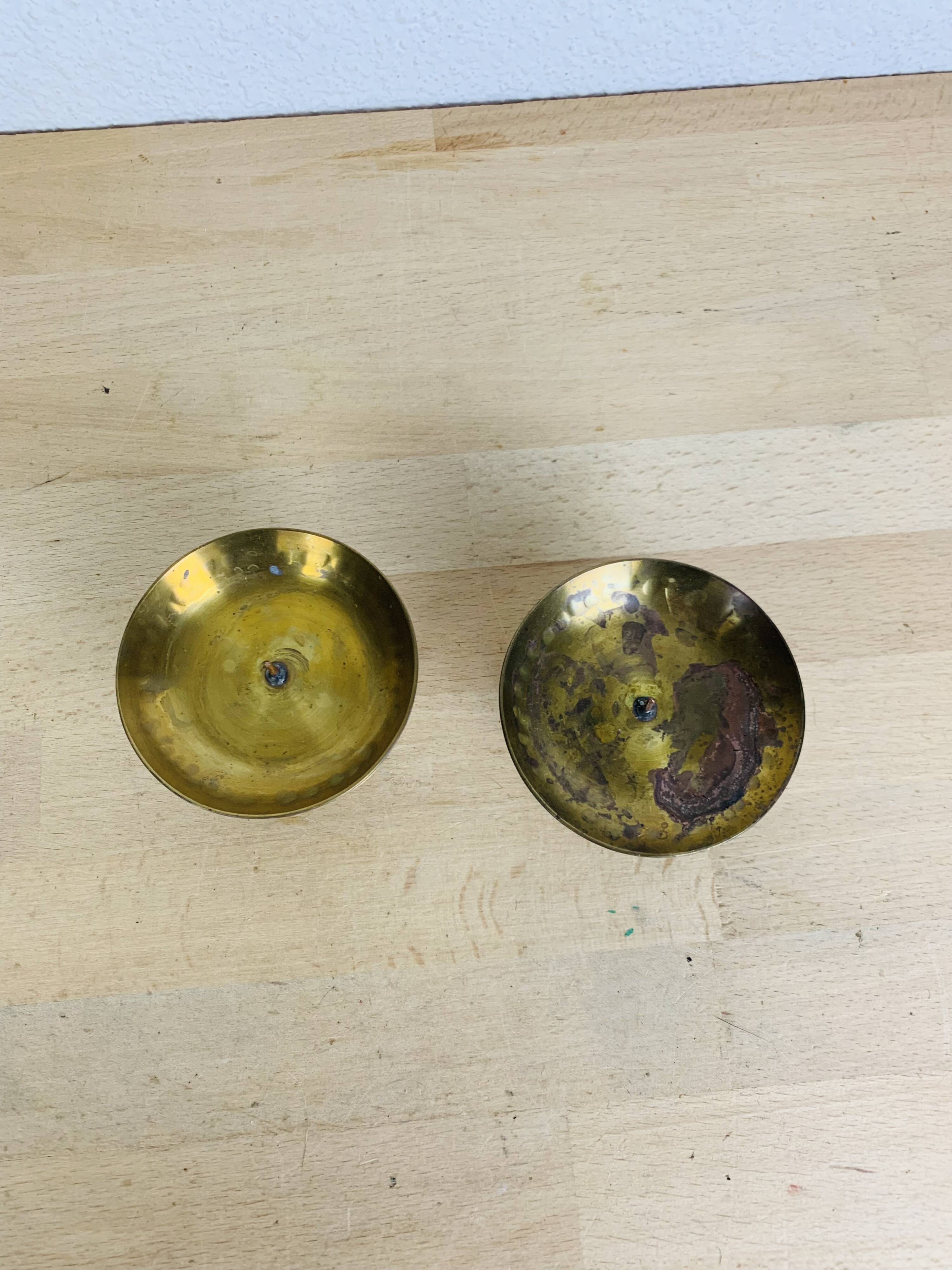 Pair of vintage gold-plated brass candlesticks