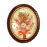 Oval frame domed glass dried flowers - vintage