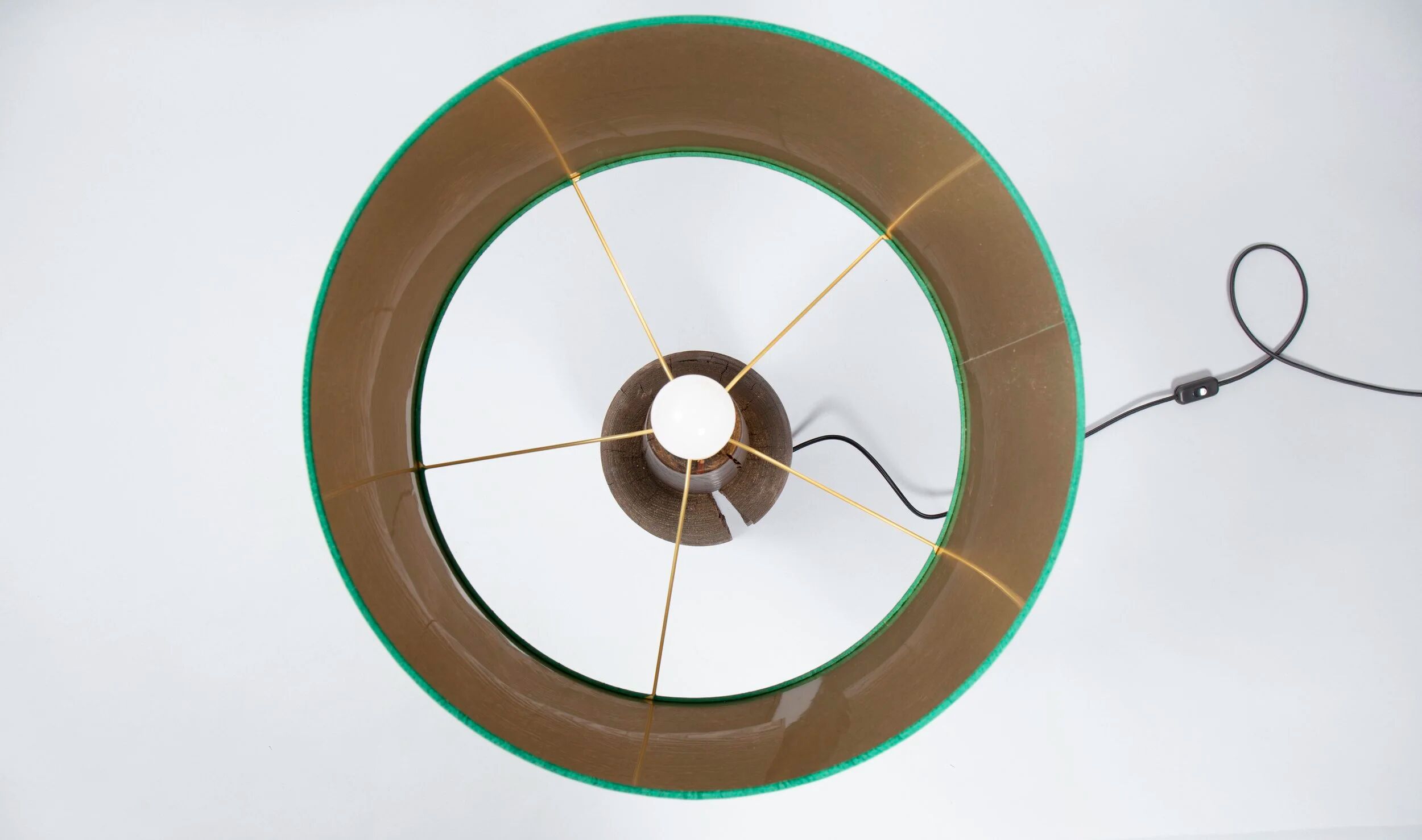 Wooden lamp. New electrical system and lampshade.