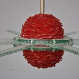 Lustre vintage design italien en verre coloré 8 branches