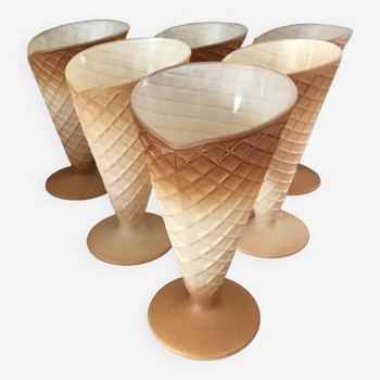 Set of 6 vintage ice cream cups