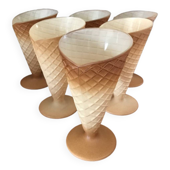 Set of 6 vintage ice cream cups
