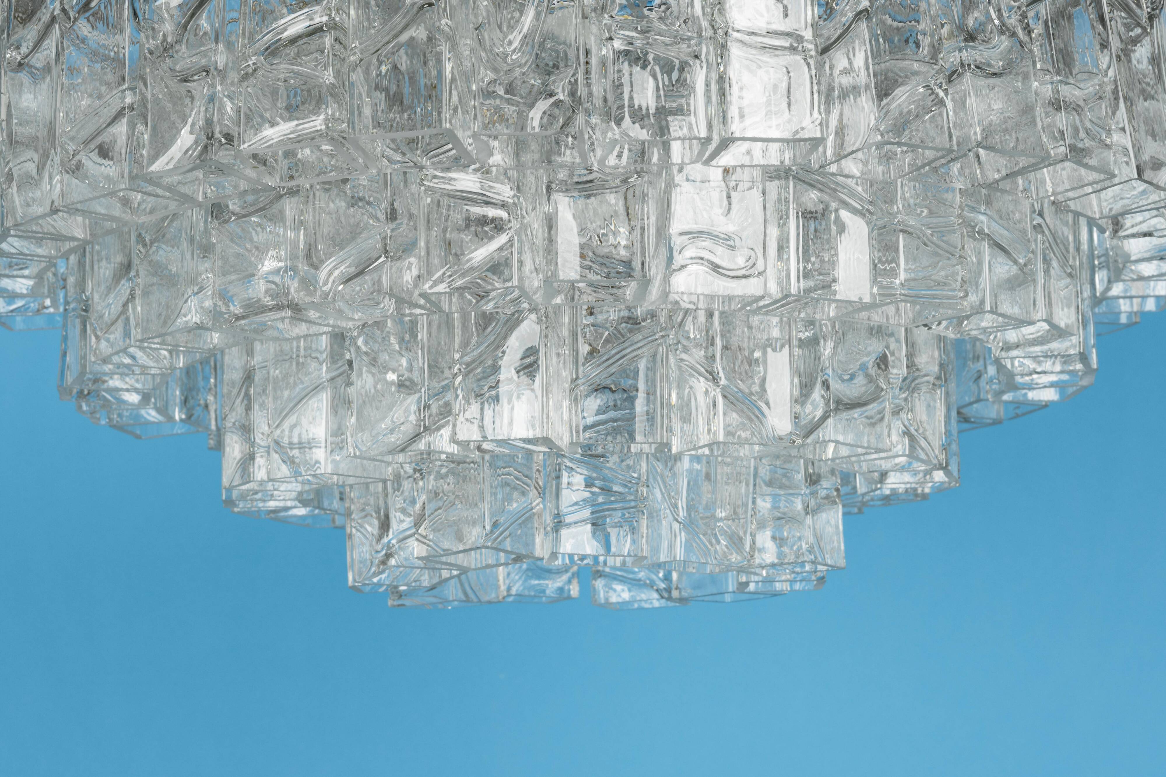 Doria Chandelier Mid-Century Frosted Glass, 1960s, Germany