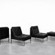 Canapé modulaire vintage allemand moderne minimaliste en cuir et chrome du milieu du siècle