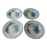 Set of 4 hollow plates, Flore decoration, in Sarreguemines ceramics