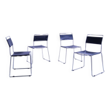 Lot de 4 chaises de salle à manger en cuir Giandomenico Belotti pour Alias