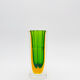 Vase Cesare Toso - Murano - Sommerso - Pentagonal vert et ambre