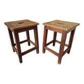 Pair of oak workshop stools – France, 1950s