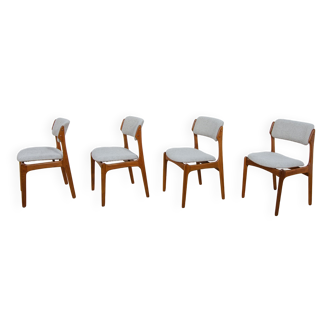 Mid-Century Model 49 Dining Chairs in Teak by Erik Buch for Odense Machine Gunning, 1960s, Set of 4