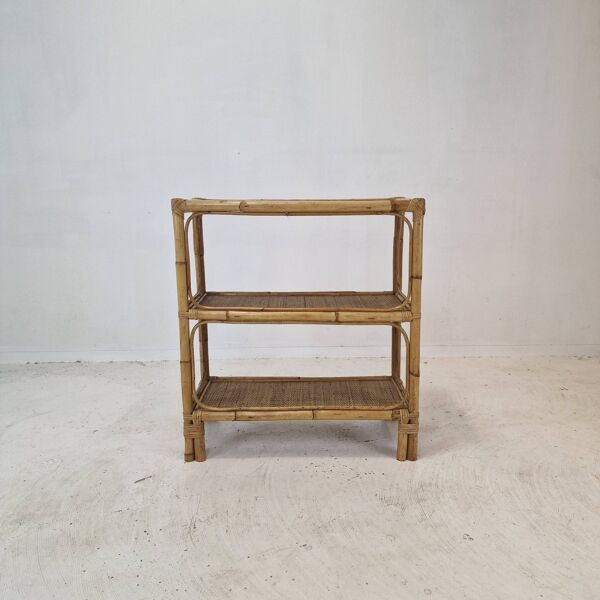 Console italienne en bambou et rotin, années 1970