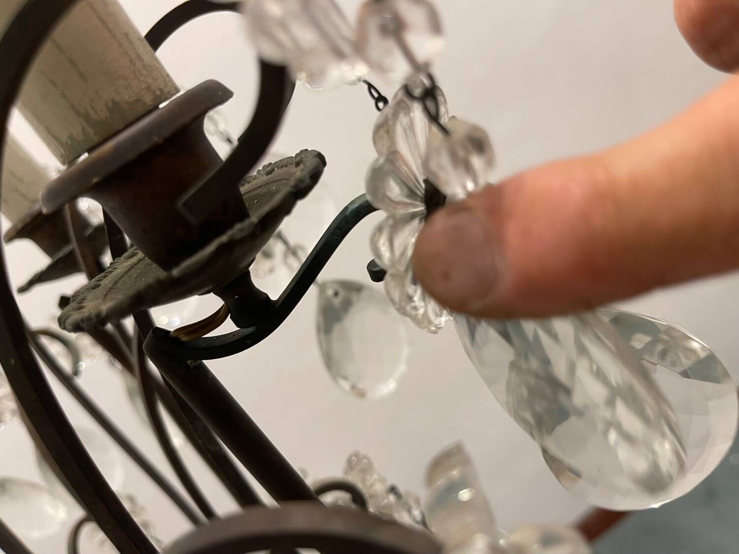 Antique Large Bronze Crystal Chandelier 1920/40’s