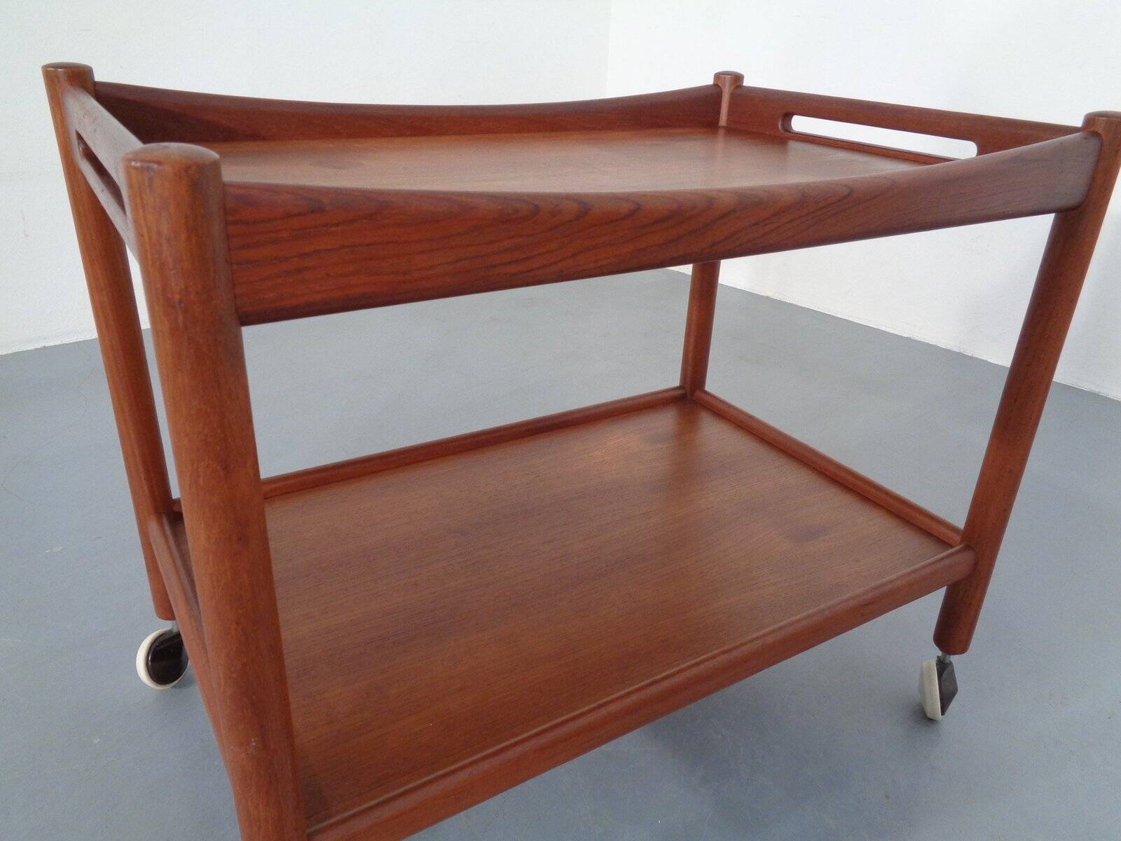 Teak tea cart by Hans J. Wegner for Andreas Tuck, Denmark, 1950s.