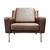 Scandinavian classic design brown leather armchair 1950