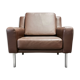 Fauteuil cuir marron design classique scandinave 1950