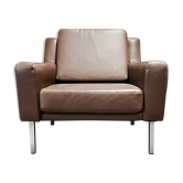 Scandinavian classic design brown leather armchair 1950