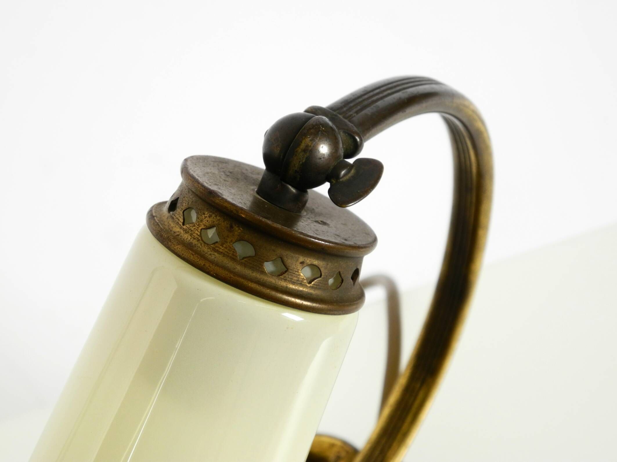 Beautiful, rare brass table lamp with glass shade | 1940s