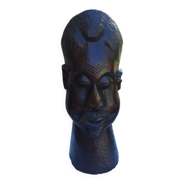 Large carved African head in exotic wood – Madagascar – 65 cm