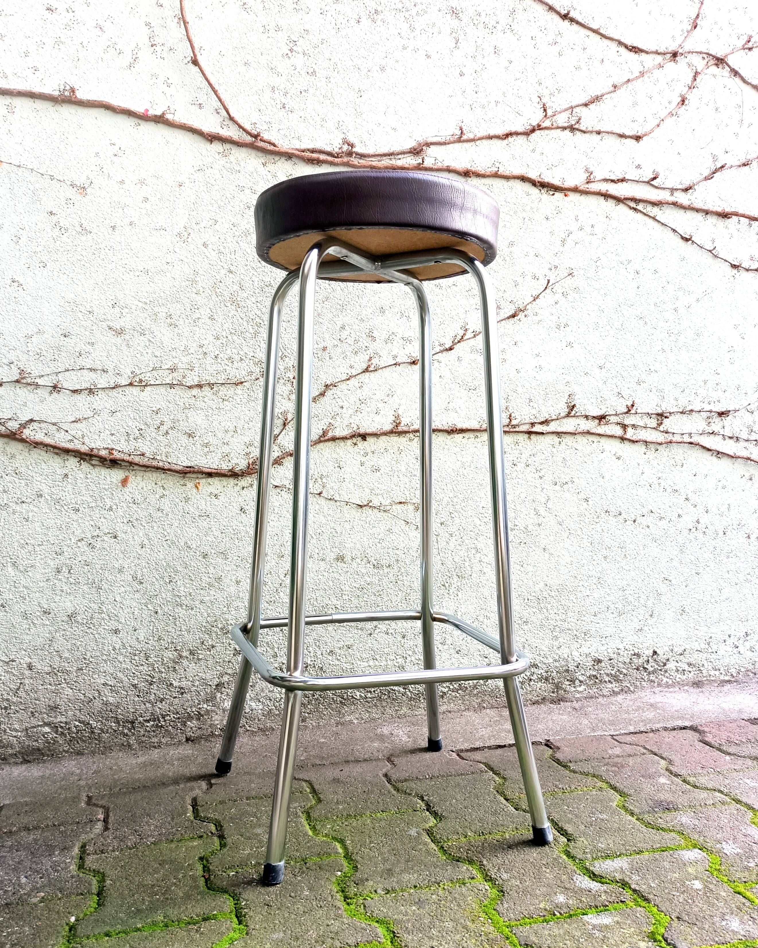 Metal and faux leather bar stool