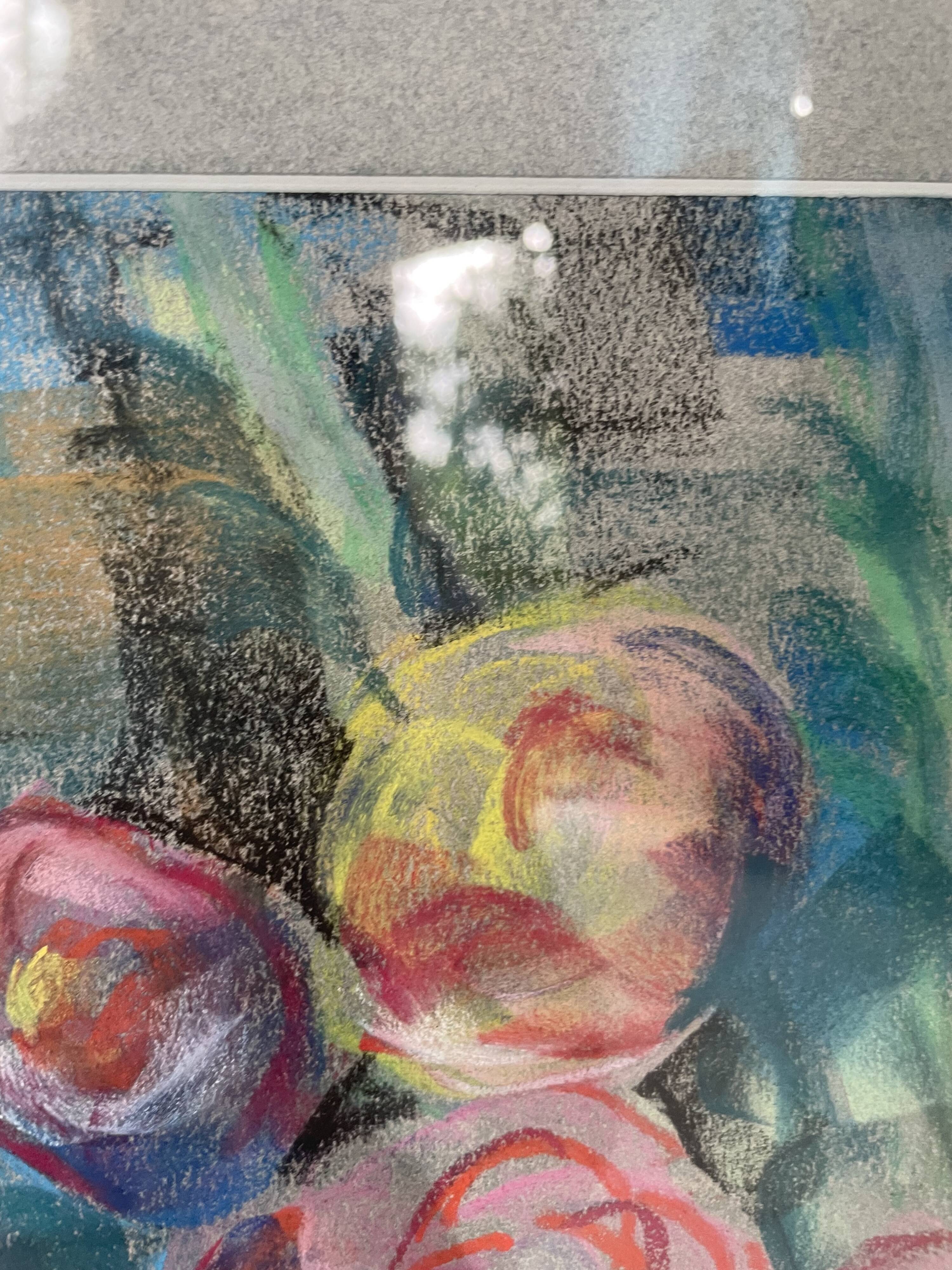 Oil chalk drawing flowers