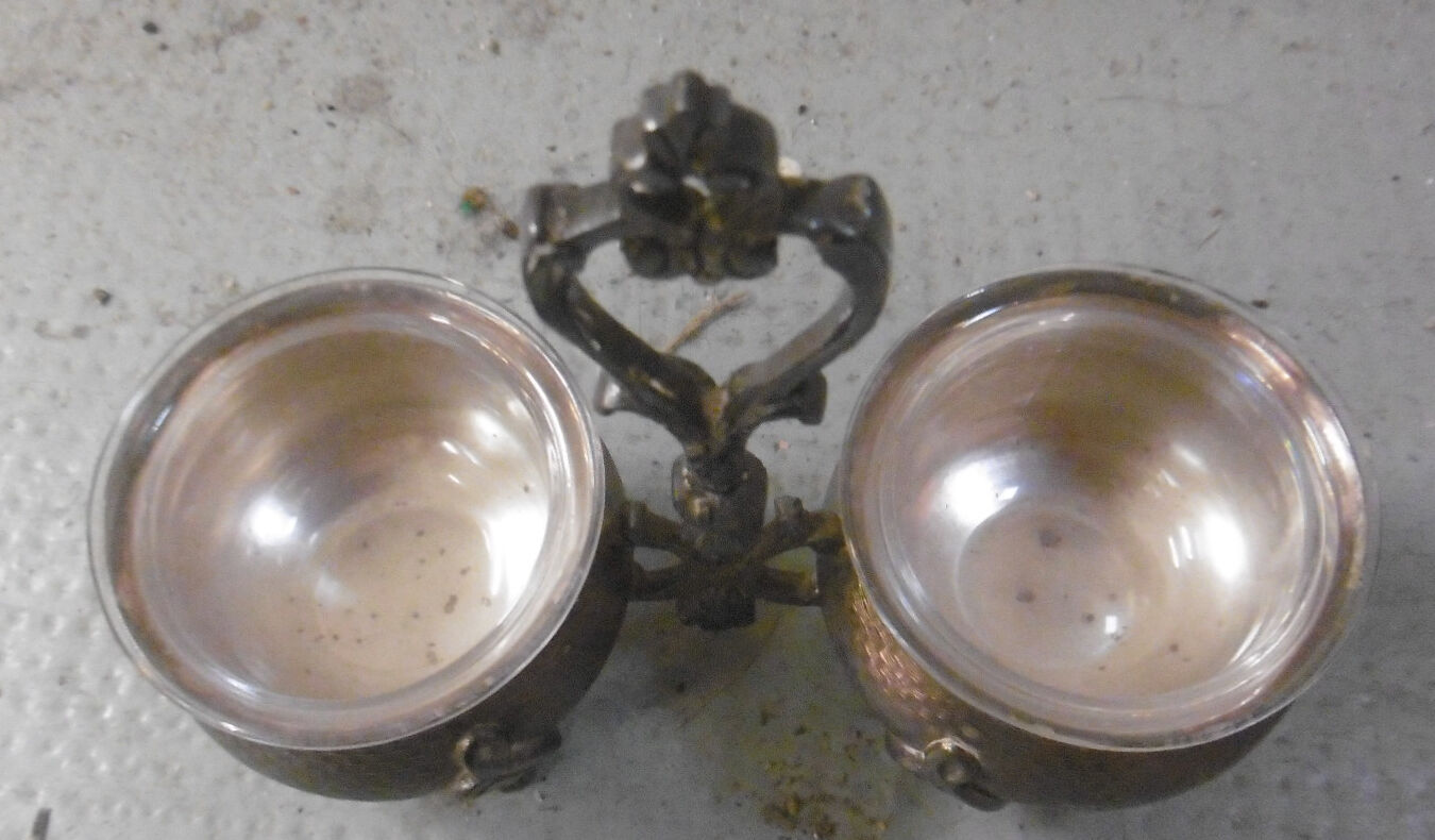 Silver metal table salters - boulenger paris hallmark