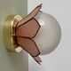 Vintage pink mother-of-pearl wall lamp with frosted glass globe