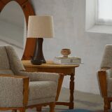 French Art Deco low stool with vintage upholstery made in the 1940s.