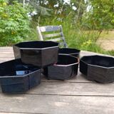 Bowls / cups X 7 black octagonal by Arcoroc 1980