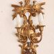 Louis XVI wall lamps Rocaille gilded carved wood antique mirror glass
