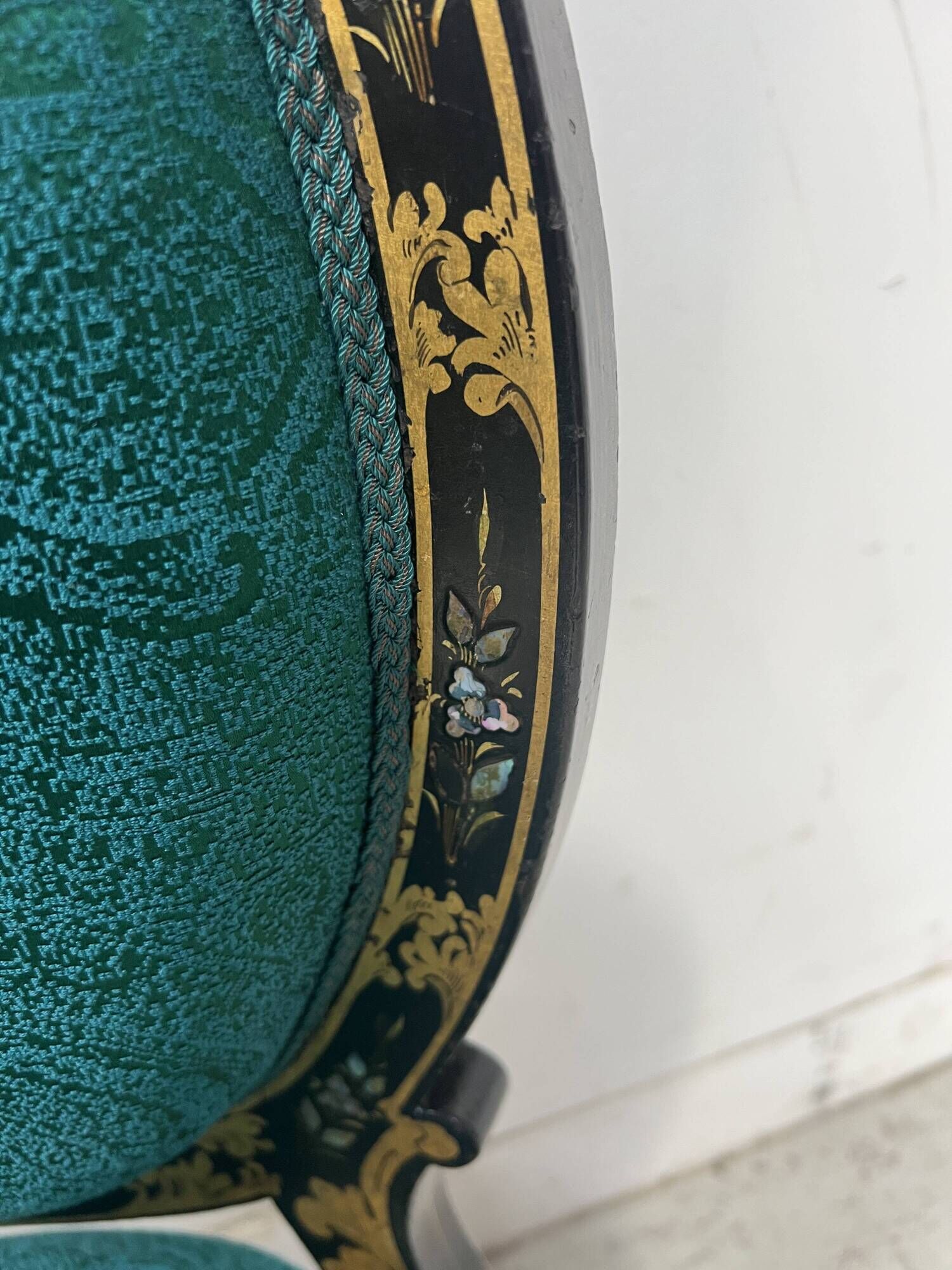 Pair of Napoleon III chairs in black lacquered wood, 19th century.